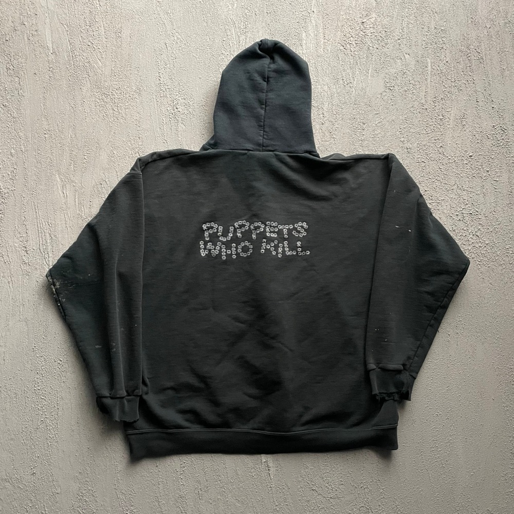 Vintage Puppets Who Kill Zip Up Hoodie Mens XL Black 90s Hanes